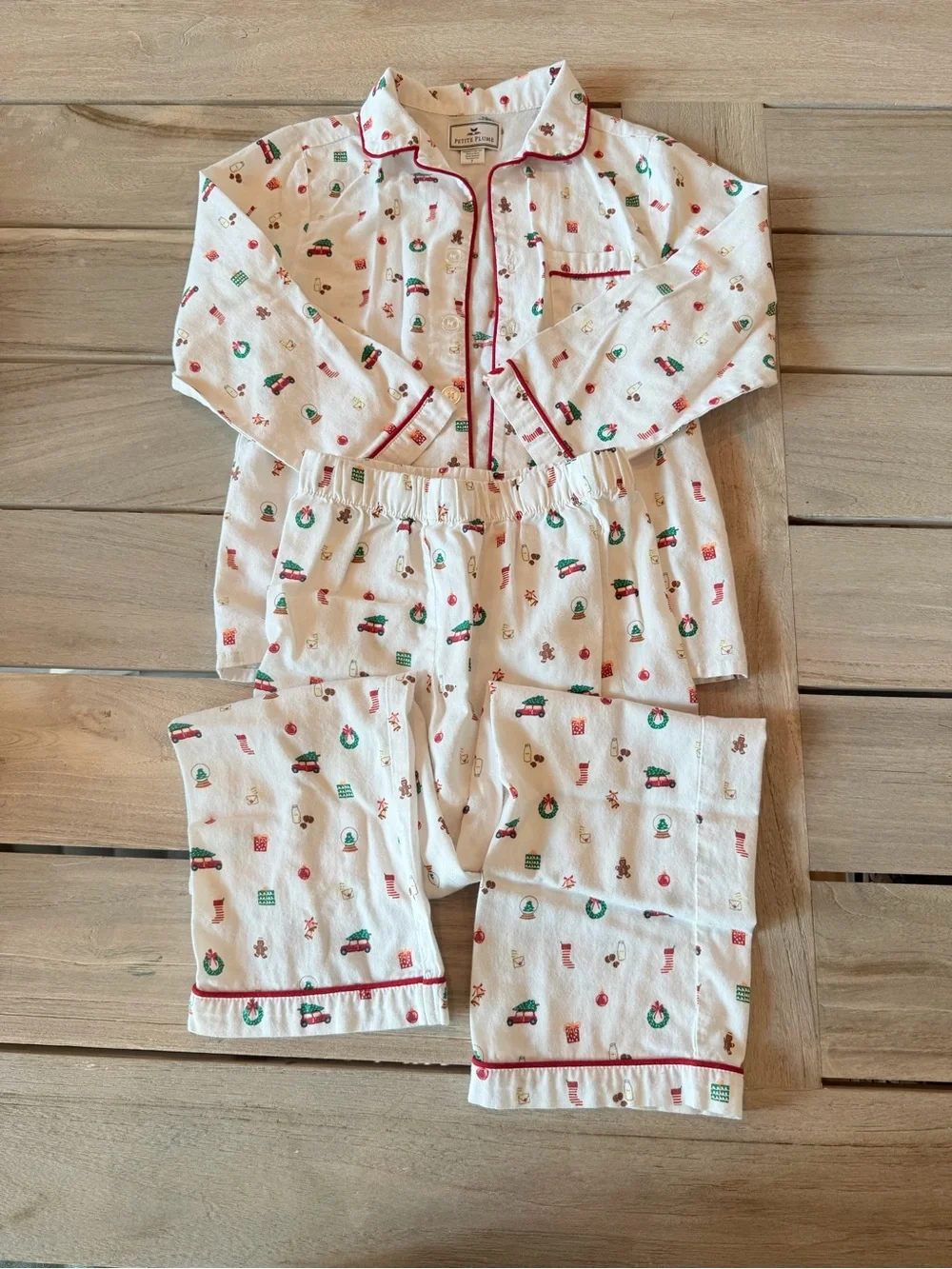 Petite Plume Kid's Twill PJ Set in Winter Nostalgia - 7 Years 🎅🏼
